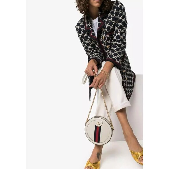 NIB $1435 Gucci Ophidia Mini Round Shoulder Bag White Size OS